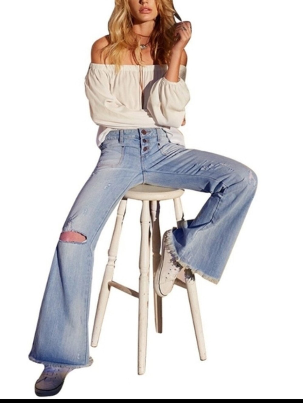 Light Blue  Wide Leg Jeans. Size Large 36" Waist